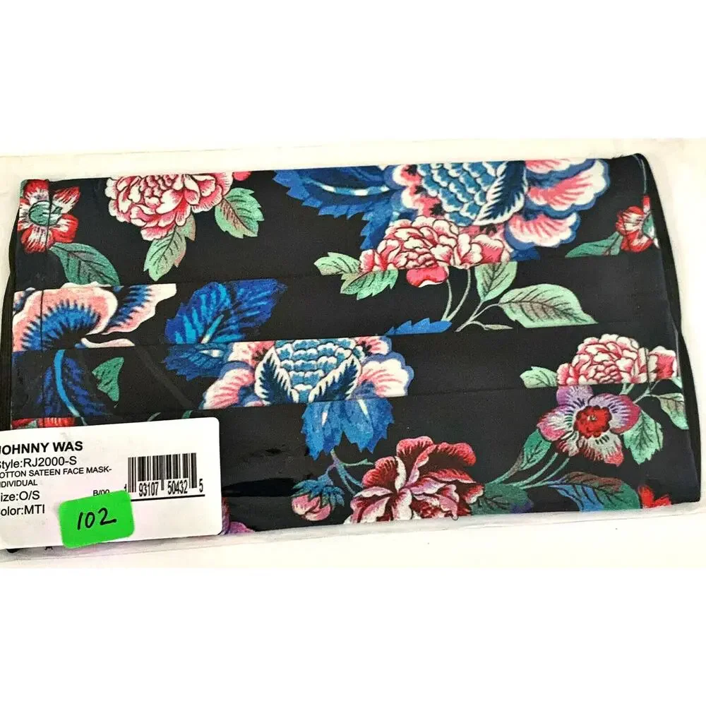 JOHNNY WAS Face Mask Designer Cotton Floral Face Mask
